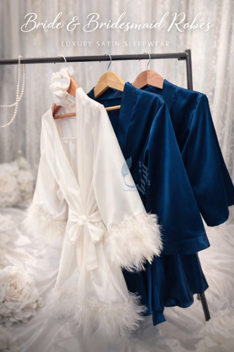 ست روبدوشامبر ساتن عروس و ساقدوش – مدل Royal Bride