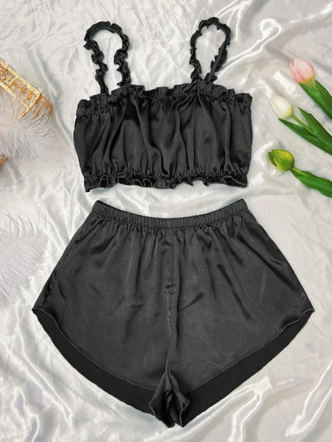 ست نیم تنه شلوارک ساتن ابریشم|نرم لطیف جذاب