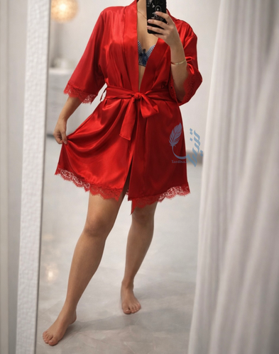 روبدوشامبر ساتن ابریشم |گیپوردار سایز بندی 36تا60