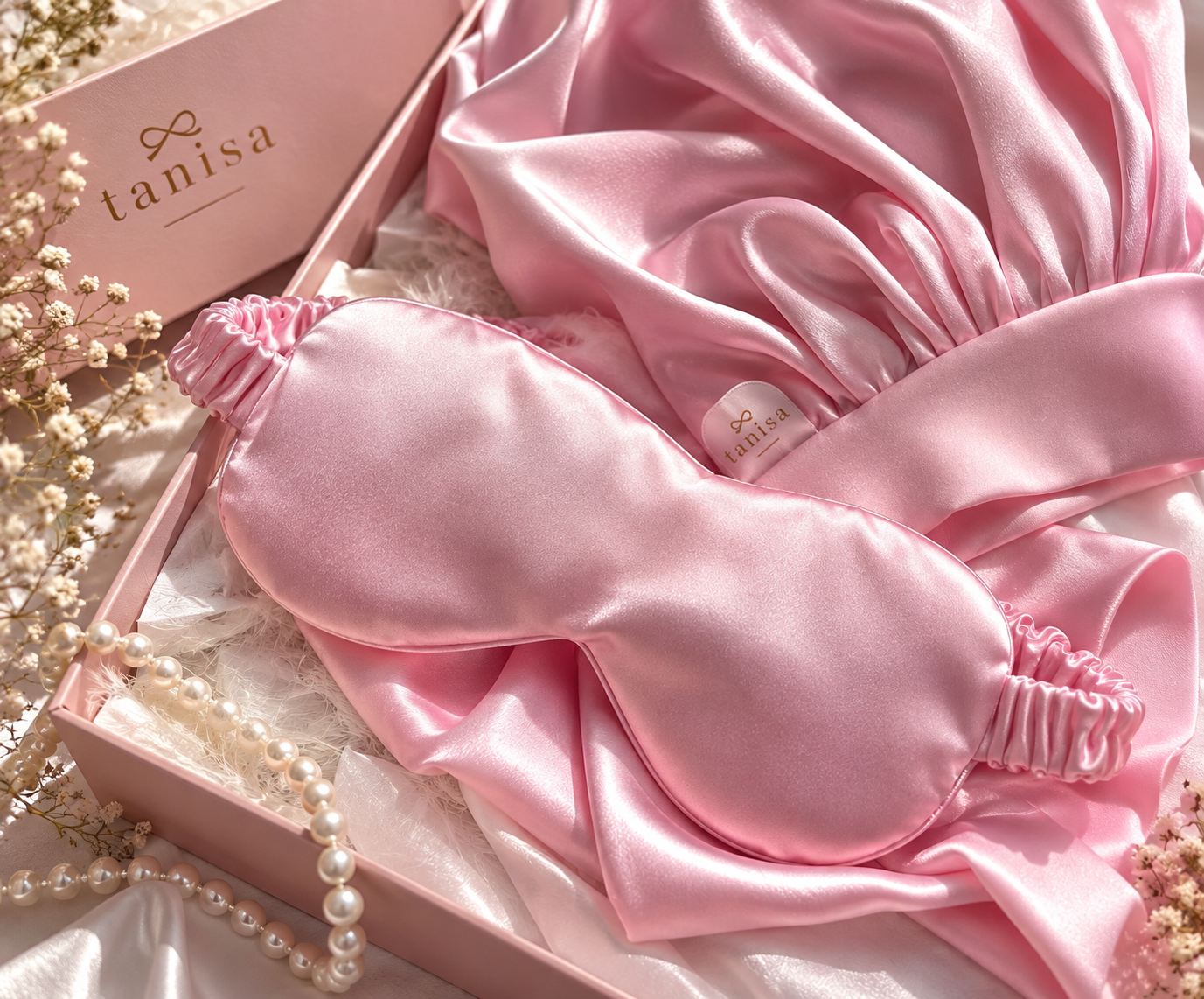ست خواب Silk Dream Tanisa | کلاه و چشم‌بند داخل کیسه ساتن ابریشم